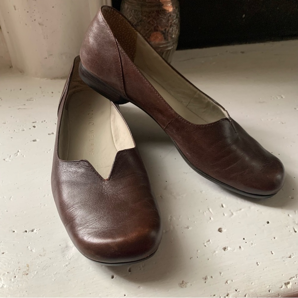 Brown leather flats